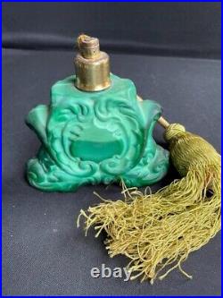 Flacon à parfum en verre malachite Verrerie Frantisek Halama Art déco