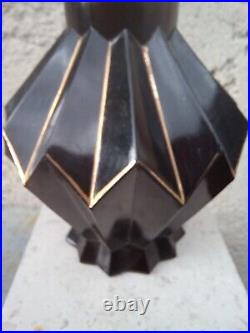 Flacon de Parfum Art Déco en Bakélite noire Filets Dorés Made in F à identifier