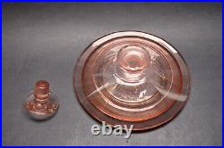 Flacon de parfum vintage en verre rose art déco tchèque marqué Moser Carlsbad