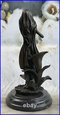 Fonte Fille Nymphe Fairy Fantaisie de Collection Bronze Marbre Statue Art Déco