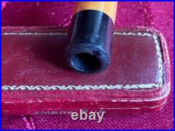 France Art Deco Cigarette holder Ambre Pur Original leather box RARE