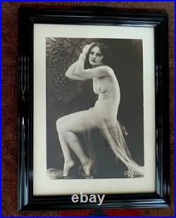 French Art Deco Glamour Nude Photo Framed Vintage Parisian Cabaret Style