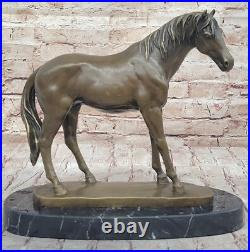 Grand Art Déco Fonte de Collection Arabe Racing Cheval Bronze Sculpture Figure