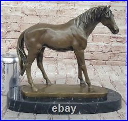 Grand Art Déco Fonte de Collection Arabe Racing Cheval Bronze Sculpture Figure
