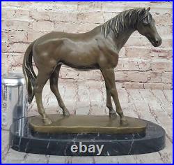 Grand Art Déco Fonte de Collection Arabe Racing Cheval Statue Sculpture Bronze