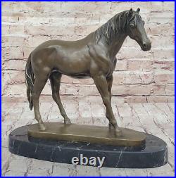 Grand Art Déco Fonte de Collection Arabe Racing Cheval Statue Sculpture Bronze