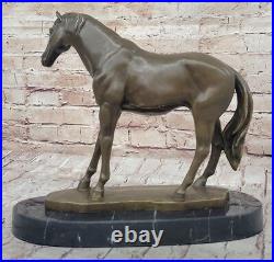 Grand Art Déco Fonte de Collection Arabe Racing Cheval Statue Sculpture Bronze