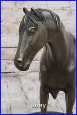 Grand Art Déco Fonte de Collection Arabe Racing Cheval Statue Sculpture Bronze