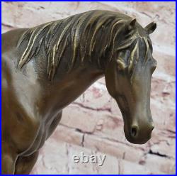 Grand Art Déco Fonte de Collection Arabe Racing Cheval Statue Sculpture Bronze