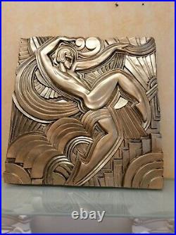 Grand Bas-relief Art déco danseuse Folies bergère d'après Maurice Picaud