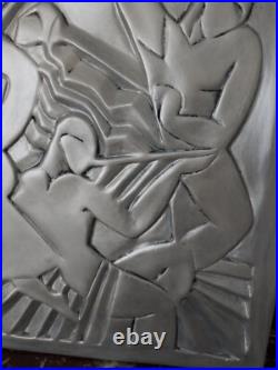 Grand Bas-relief Art déco la danse d'après frères Martel 39x49cm aspect Argent Grand Bas-relief Art déco la danse d'après frères Martel 39x49cm aspect Argent