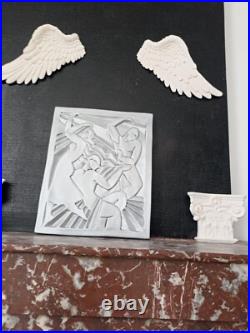 Grand Bas-relief Art déco la danse d'après frères Martel 39x49cm aspect Argent Grand Bas-relief Art déco la danse d'après frères Martel 39x49cm aspect Argent