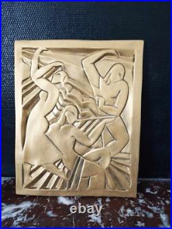 Grand Bas-relief Art déco la danse d'après les frères Martel 39x49cm