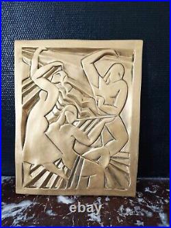 Grand Bas-relief Art déco la danse d'après les frères Martel 39x49cm Grand Bas-relief Art déco la danse d'après les frères Martel 39x49cm