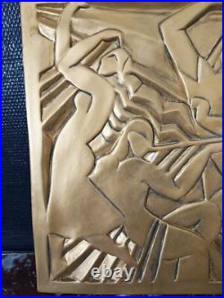 Grand Bas-relief Art déco la danse d'après les frères Martel 39x49cm Grand Bas-relief Art déco la danse d'après les frères Martel 39x49cm
