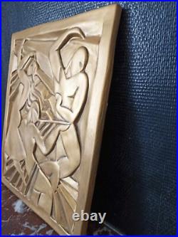 Grand Bas-relief Art déco la danse d'après les frères Martel 39x49cm Grand Bas-relief Art déco la danse d'après les frères Martel 39x49cm