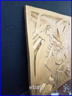 Grand Bas-relief Art déco la danse d'après les frères Martel 39x49cm Grand Bas-relief Art déco la danse d'après les frères Martel 39x49cm