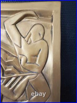 Grand Bas-relief Art déco la danse d'après les frères Martel 39x49cm Grand Bas-relief Art déco la danse d'après les frères Martel 39x49cm