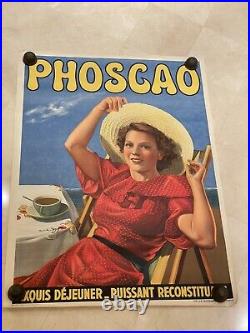 Grande Affiche Ancienne PHOSCAO 1930-1940 Art Déco Chocolat 119X159CM