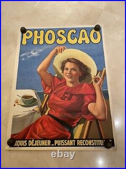 Grande Affiche Ancienne PHOSCAO 1930-1940 Art Déco Chocolat 119X159CM