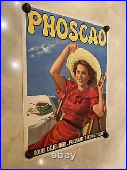 Grande Affiche Ancienne PHOSCAO 1930-1940 Art Déco Chocolat 119X159CM