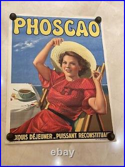 Grande Affiche Ancienne PHOSCAO 1930-1940 Art Déco Chocolat 119X159CM