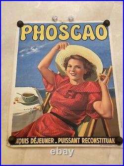 Grande Affiche Ancienne PHOSCAO 1930-1940 Art Déco Chocolat 119X159CM