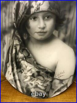 Grande Photo réhaussé Portrait Jeune Fille 1930 Art déco Berthet Lyon