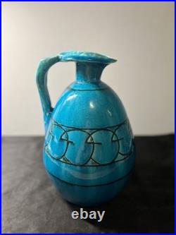 Grande cruche turquoise en grès, déco / collection, art deco