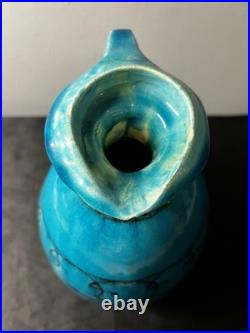 Grande cruche turquoise en grès, déco / collection, art deco