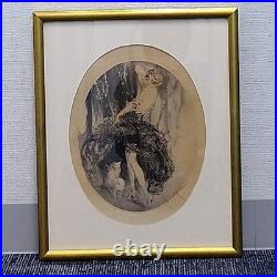 Gravure Louis Icart Spitz 1924 signée encadrée art déco rare objet de collection