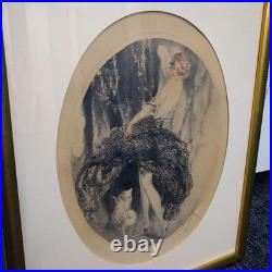 Gravure Louis Icart Spitz 1924 signée encadrée art déco rare objet de collection