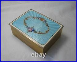 Guilloché Émail Autriche Commode Bijoux Boîte Art Déco de Robin uf Bleu Floral