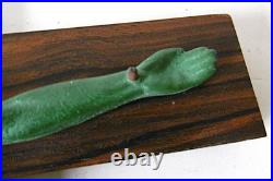 HARTMANN, ART DECO, CHRIST BRONZE VERT ANTIQUE, CROIX MACASSAR-SIGNE, circa 1935