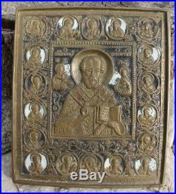 Icone st Nicolas en bronze émaillé russian enamel bronze icon