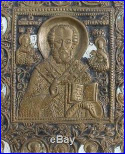 Icone st Nicolas en bronze émaillé russian enamel bronze icon