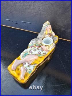 Indienne Encrier Boite Porcelaine De Paris Art Deco 1930 Inkwell Box Aladin
