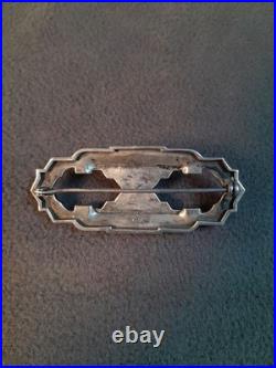 J-4493 Broche Art Déco En Argent Avec Pierres Et Perle, XXe Siècle
