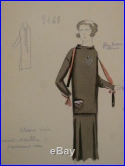 JEANNE LANVIN 15 DESSINS ORIGINAUX 1920s HAUTE COUTURE Stylisme MODE ART DECO