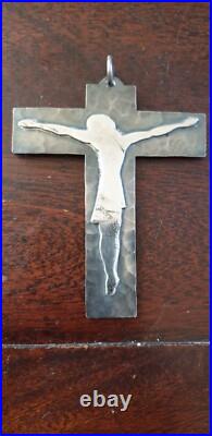 Jean Despres Art Deco Crucifix D Epoque Metal Argente Martele