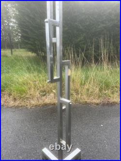 Lampadaire Pied de Lampe Art Deco Ancien Moderniste Laiton Nickelé Chromé