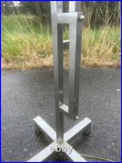 Lampadaire Pied de Lampe Art Deco Ancien Moderniste Laiton Nickelé Chromé