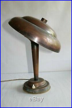 Lampe champignon articulée d'époque Art déco 1930 en cuivre, hauteur 37 cm