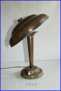 Lampe champignon articulée d'époque Art déco 1930 en cuivre, hauteur 37 cm