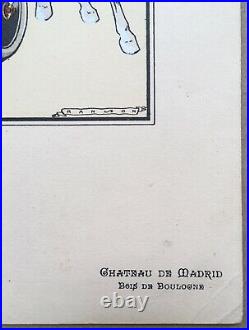 Lithographie Art Déco R. G Ranson Programme Menu Château de Madrid Boulogne 1929