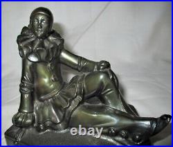 Livre Sculpture Ancienne Art Deco Ronson Amw USA Jester Clown Homme Sculpture