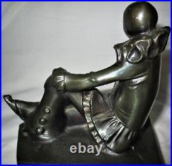 Livre Sculpture Ancienne Art Deco Ronson Amw USA Jester Clown Homme Sculpture