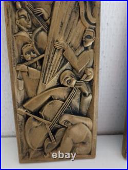 Lot 2 Bas-relief Art déco'L'orchestre et la dansed'après les frères Martel Lot 2 Bas-relief Art déco'L'orchestre et la dansed'après les frères Martel