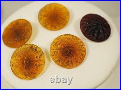 Lot 5 Boutons Anciens Art Deco Verre Antique Lacy Glass Buttons