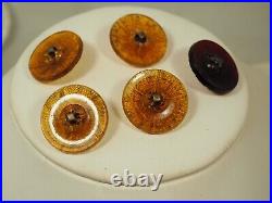 Lot 5 Boutons Anciens Art Deco Verre Antique Lacy Glass Buttons